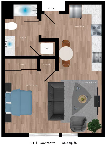 Studio • 1 Bath 537 floor plan